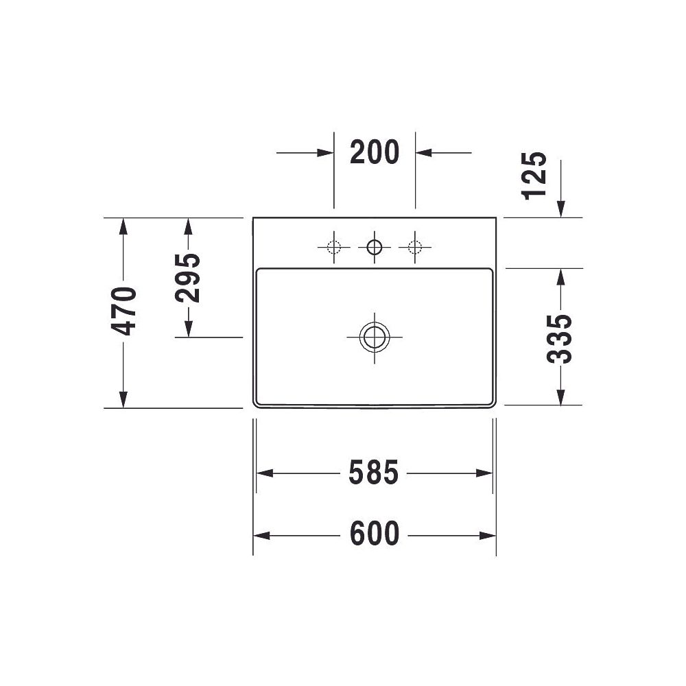 Duravit DuraSquare Waschtisch470x600x145mm wandh. Weiß Hochglanz, Rechteckig, Dura... DURAVIT-2353600041 4053424151076 (Abb. 25)