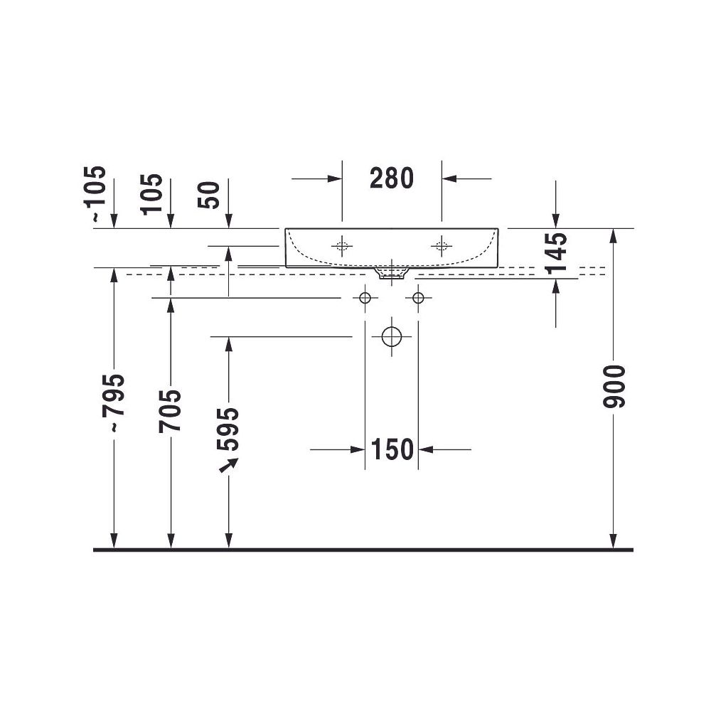 Duravit DuraSquare Waschtisch470x600x145mm wandh. Weiß Hochglanz, Rechteckig, Dura... DURAVIT-2353600041 4053424151076 (Abb. 27)