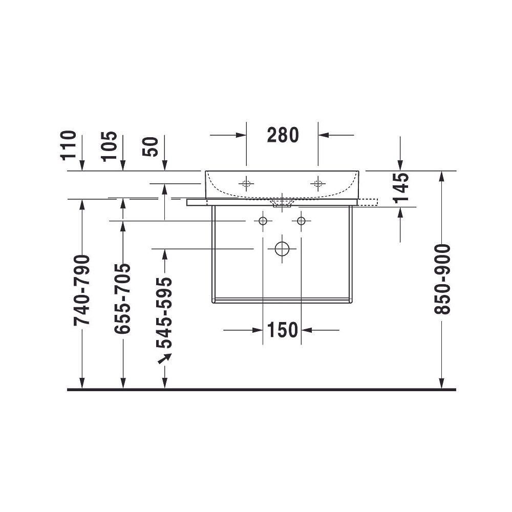 Duravit DuraSquare Metallkonsole 451x665x400mm, Mattschwarz, unter Waschtisch mit H... DURAVIT-0031024600 4053424418230 (Abb. 4)