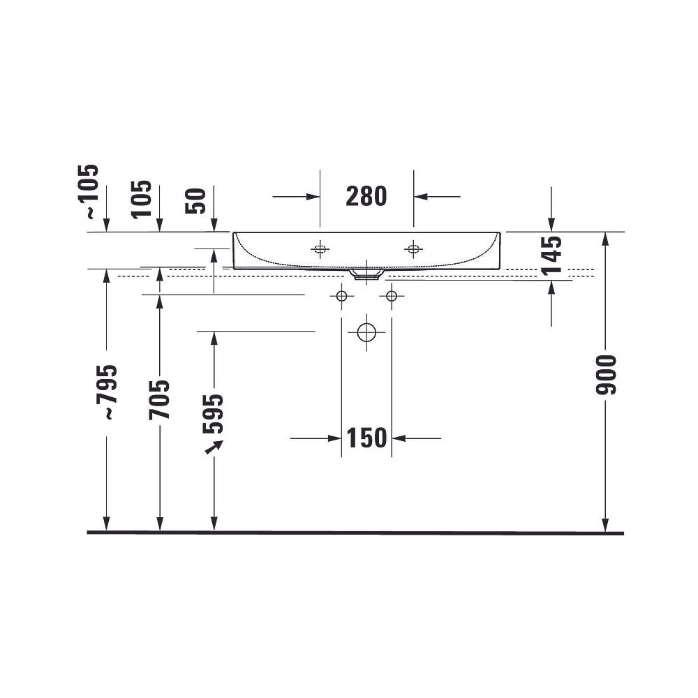 Duravit DuraSquare Waschtisch 470x800x145mm, DuraCeram, Weiß Hochglanz, Rechteckig... DURAVIT-2353800071 4053424502731 (Abb. 18)