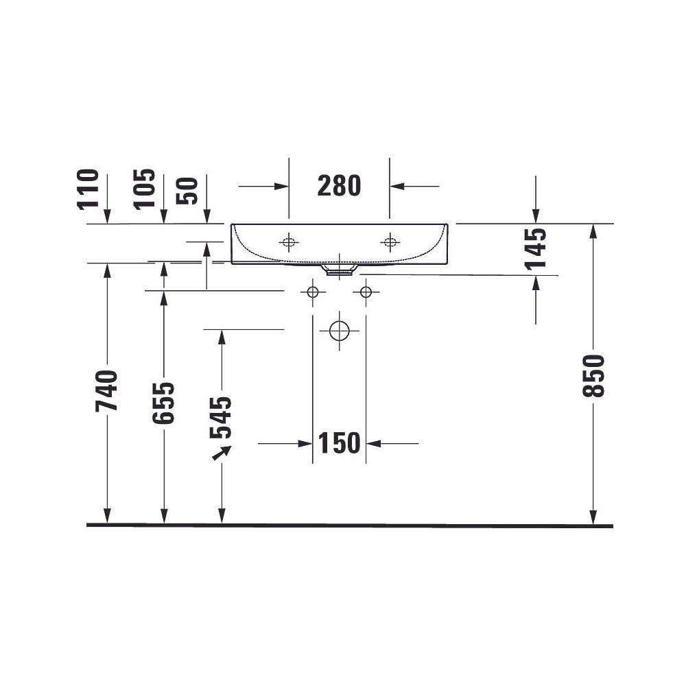 Duravit DuraSquare Waschtisch 400x600x145mm, Compact, DuraCeram, Weiß Hochglanz, R... DURAVIT-2356600070 4053424497976 (Abb. 10)