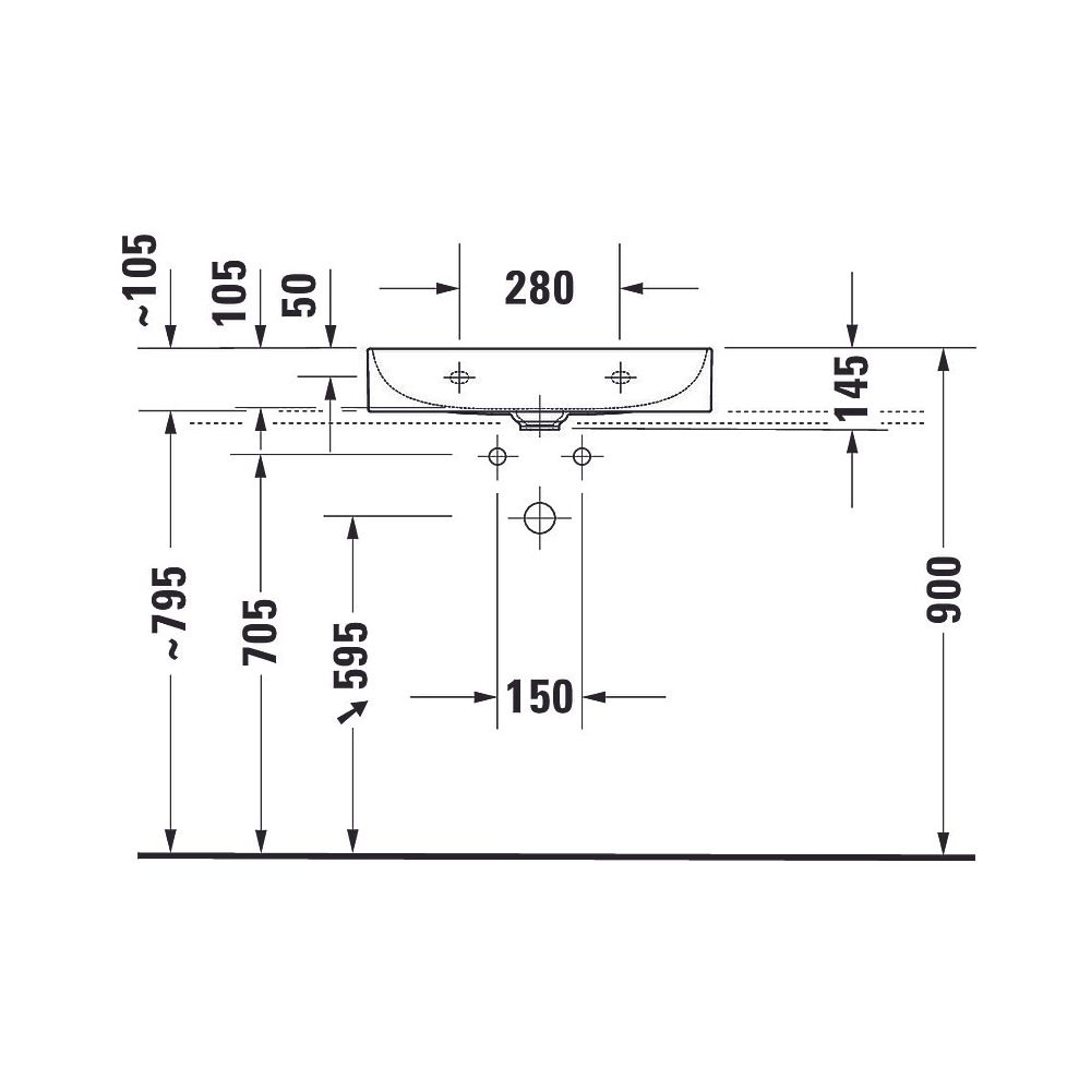 Duravit DuraSquare Waschtisch 400x600x145mm, Compact, DuraCeram, Weiß Hochglanz, R... DURAVIT-2356600070 4053424497976 (Abb. 11)