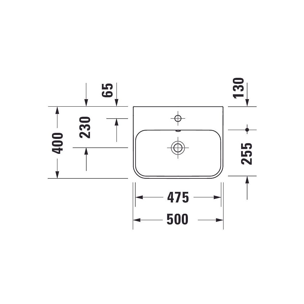Duravit Happy D.2 Plus Aufsatzbecken 500mm, Weiß Hochglanz, WonderGliss, rechteck... DURAVIT-23605000001 4053424896830 (Abb. 15)