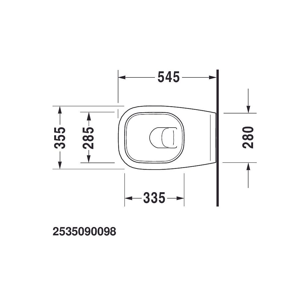 Duravit D-Code Wand-WC 545x355x355mm, Weiß Hochglanz, 4,5l, Tiefspüler, geschlosse... DURAVIT-2535090000 4021534842757 (Abb. 30)