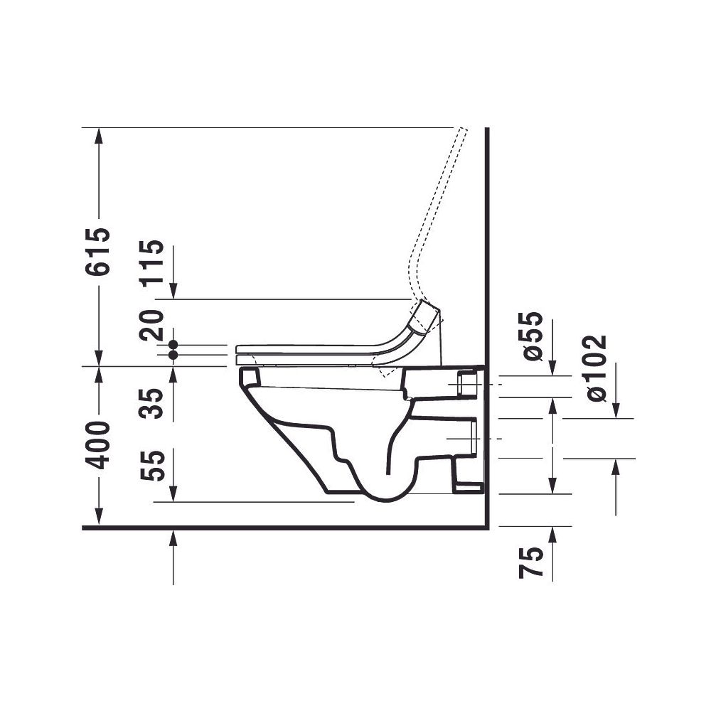 Duravit DuraStyle Wand-WC 620x370x345mm, Weiß Hochglanz, 4,5l, Tiefspüler, geschlo... DURAVIT-2537090000 4021534854439 (Abb. 28)