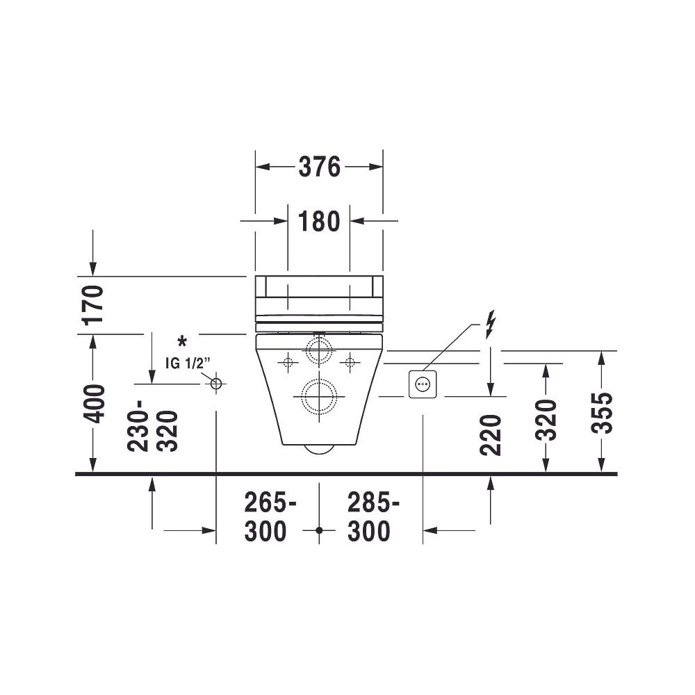 Duravit DuraStyle Wand-WC 620x370x345mm, Weiß Hochglanz, 4,5l, Tiefspüler, geschlo... DURAVIT-2537090000 4021534854439 (Abb. 30)
