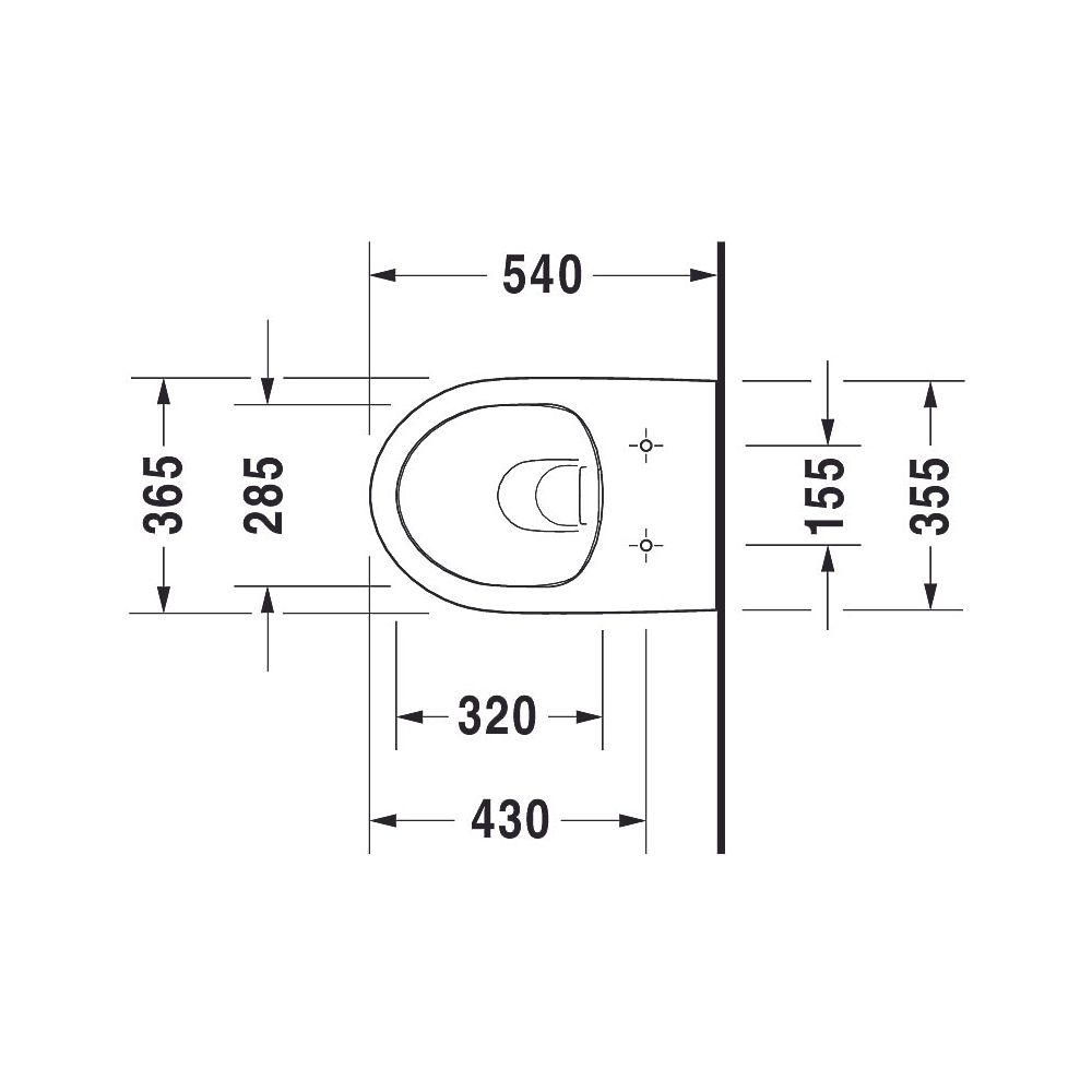 Duravit No.1 Wand-WC 540x365x350mm, Weiß Hochglanz, 4,5l, Tiefspüler, rimless, waa... DURAVIT-2562090000 4053424051710 (Abb. 25)