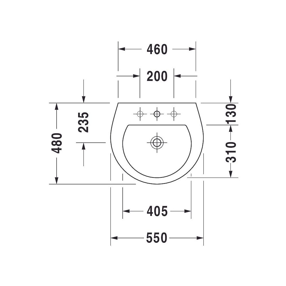 Duravit Waschtisch Darling New 480x550x175mm wandh. Weiß Hochglanz, Halbrund, Wond... DURAVIT-26215500001 4021534606120 (Abb. 6)