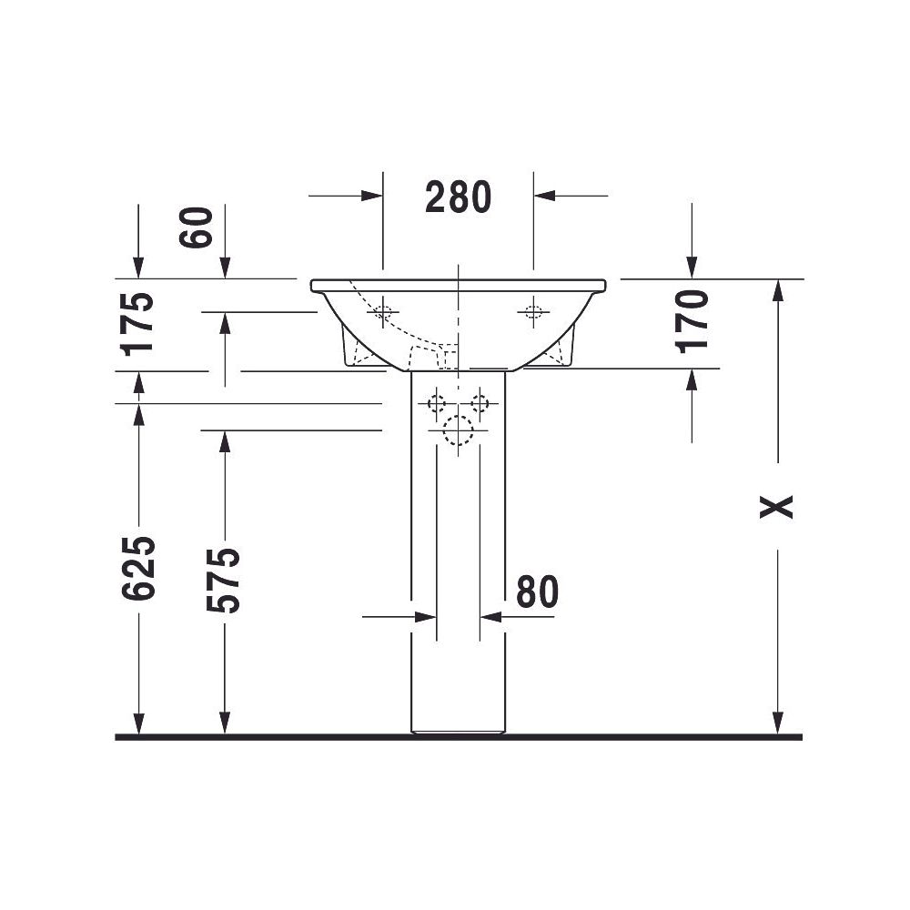 Duravit Waschtisch Darling New 480x550x175mm wandh. Weiß Hochglanz, Halbrund, Wond... DURAVIT-26215500001 4021534606120 (Abb. 7)