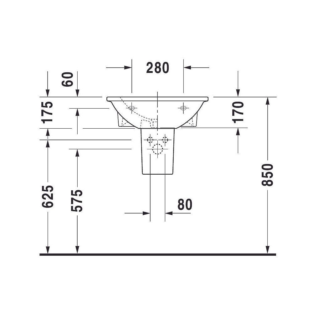 Duravit Waschtisch Darling New 480x550x175mm wandh. Weiß Hochglanz, Halbrund, Wond... DURAVIT-26215500001 4021534606120 (Abb. 8)