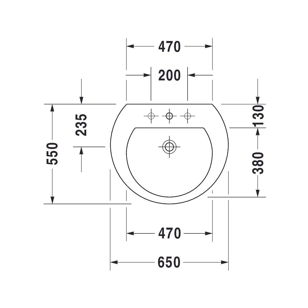 Duravit Waschtisch Darling New 550x650x185mm wandh. Weiß Hochglanz, Halbrund, Wond... DURAVIT-26216500001 4021534606243 (Abb. 5)