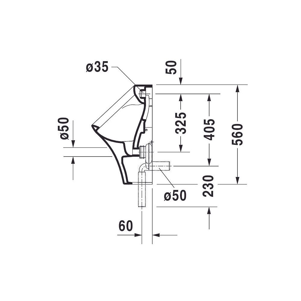 Duravit DuraStyle Urinal 340x300x560mm Weiß Hochglanz WonderGliss, geschlossen, Ab... DURAVIT-28043000001 4021534863806 (Abb. 9)