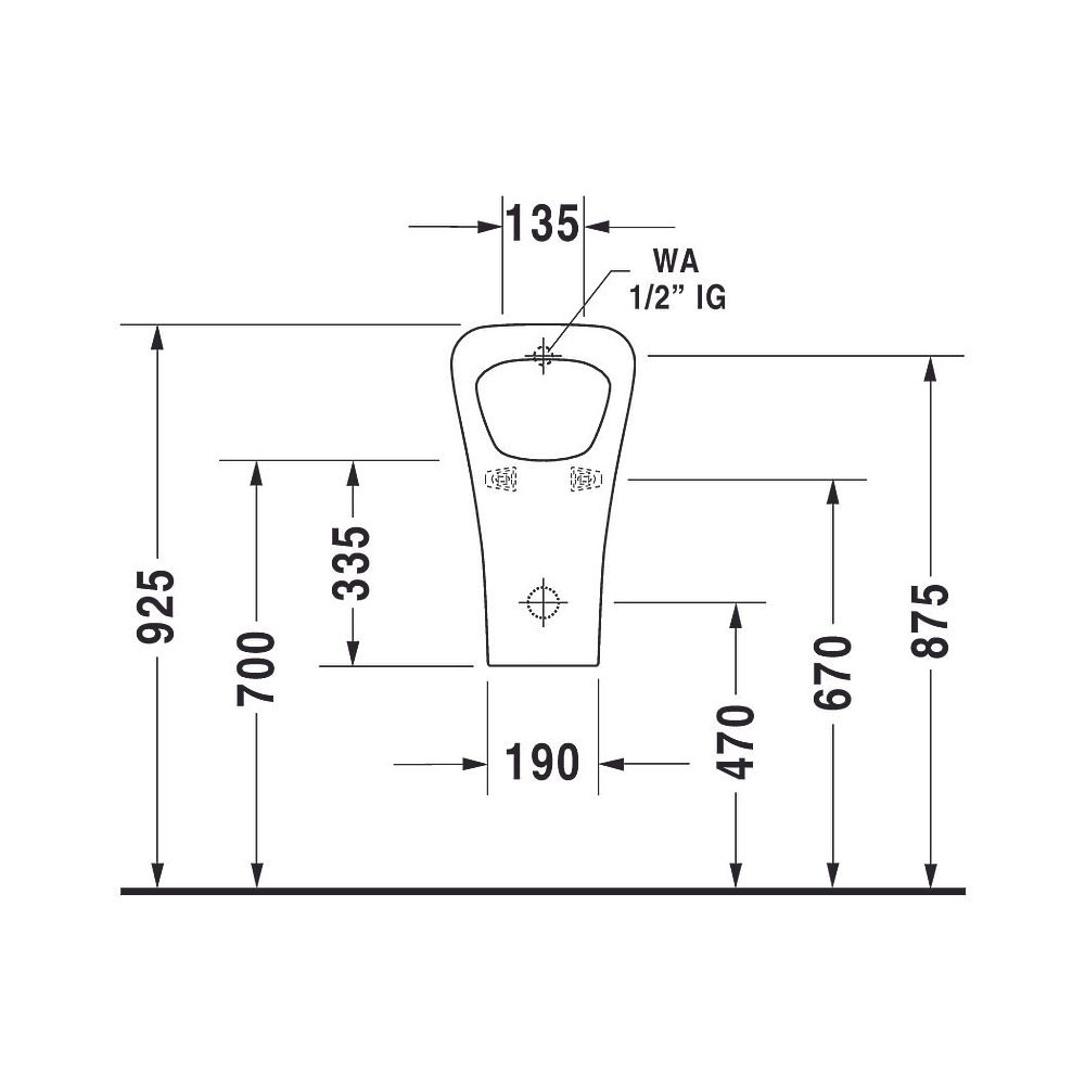 Duravit DuraStyle Urinal 340x300x560mm Weiß Hochglanz WonderGliss, geschlossen, A... DURAVIT-28043000001 4021534863806 (Abb. 10)