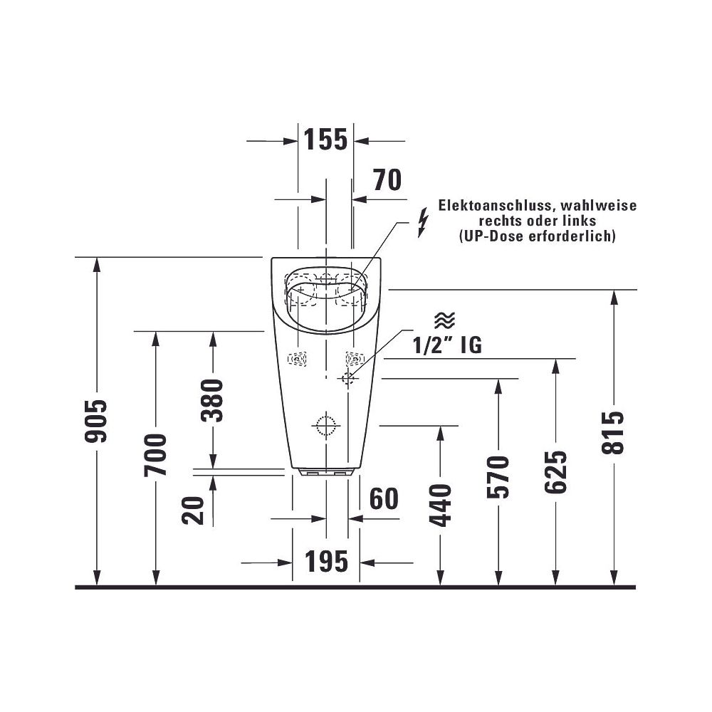 Duravit ME by Starck Elektronisches Urinal 350x300x605mm, Weiß Hochglanz, Batterie... DURAVIT-2809310000 4053424052373 (Abb. 13)