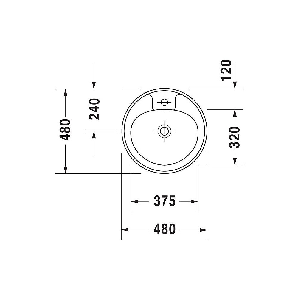 Duravit Design Classics Einbauwaschtisch 480x480x185mm, Weiß Hochglanz, mit HLB/Übe... DURAVIT-5220480000 4021534138966 (Abb. 4)
