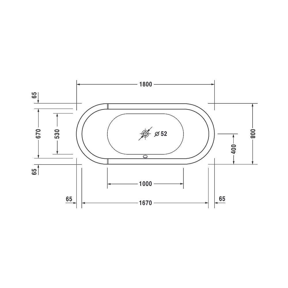Duravit Starck Wannen Badewanne 520x800x1800mm, 170l, Weiß glänzend, Oval, Ein... DURAVIT-700009000000000 4021534255014 (Abb. 5)