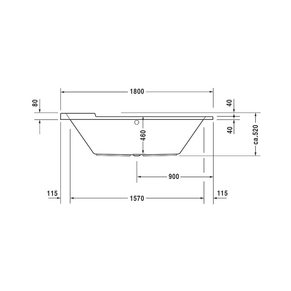 Duravit Starck Wannen Badewanne 520x800x1800mm, 170l, Weiß glänzend, Oval, Ein... DURAVIT-700009000000000 4021534255014 (Abb. 6)