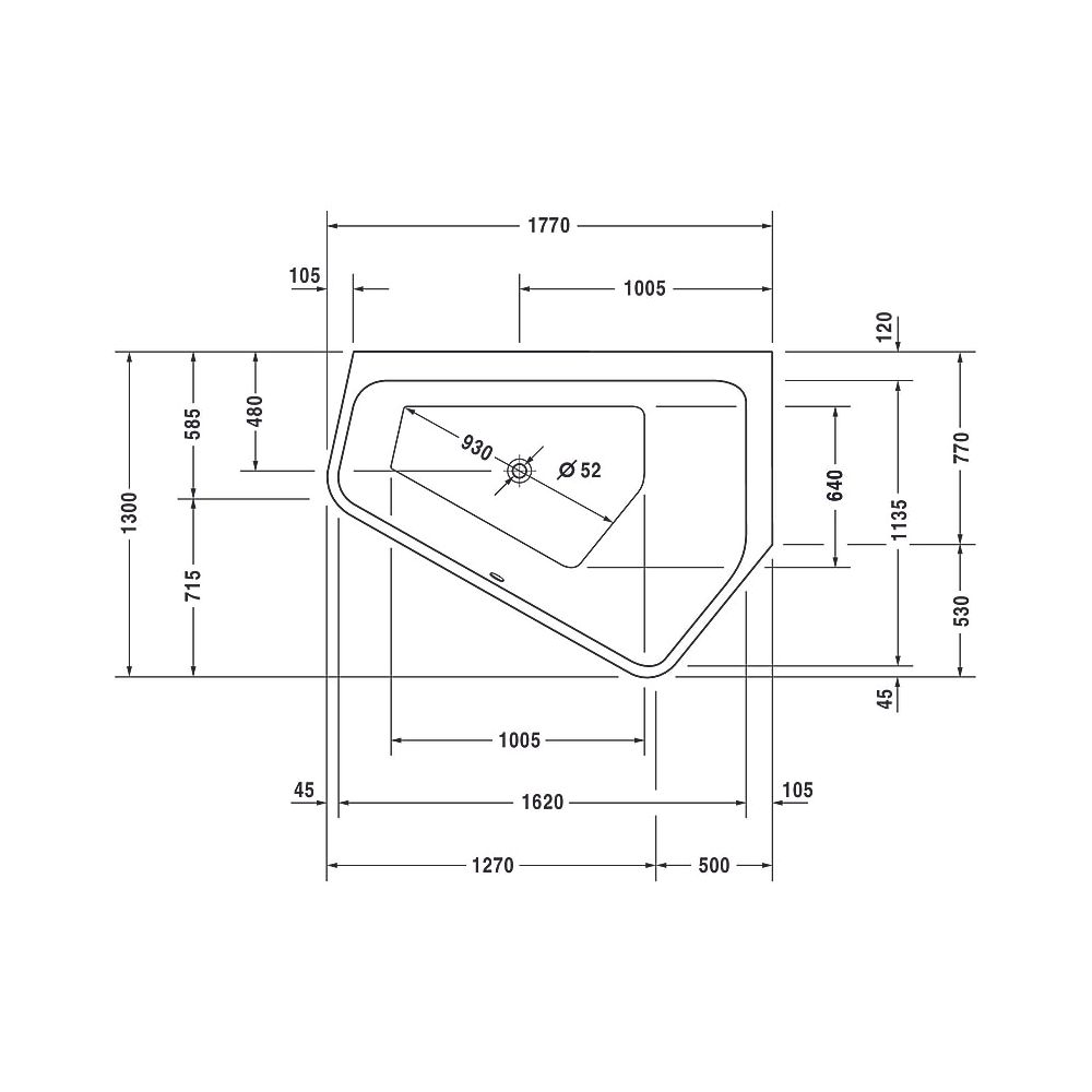 Duravit Paiova Badewanne 5 460x1300x1770mm, 205l, Weiß glänzend, Fünfeck, Ecke... DURAVIT-700395000000000 4021534992728 (Abb. 6)