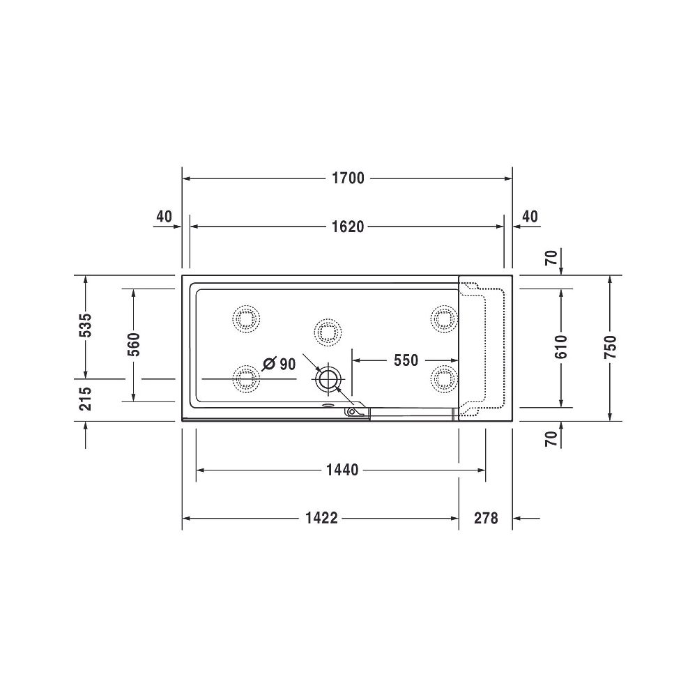 Duravit Shower and Bath Badewanne510x750x1700mm, 285l, Mattweiß, Rechteckig, N... DURAVIT-700454000000000 4053424917481 (Abb. 7)