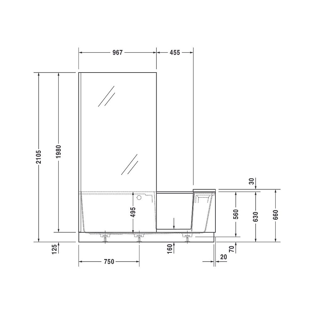 Duravit Shower and Bath Badewanne510x750x1700mm, 285l, Mattweiß, Rechteckig, N... DURAVIT-700454000000000 4053424917481 (Abb. 8)