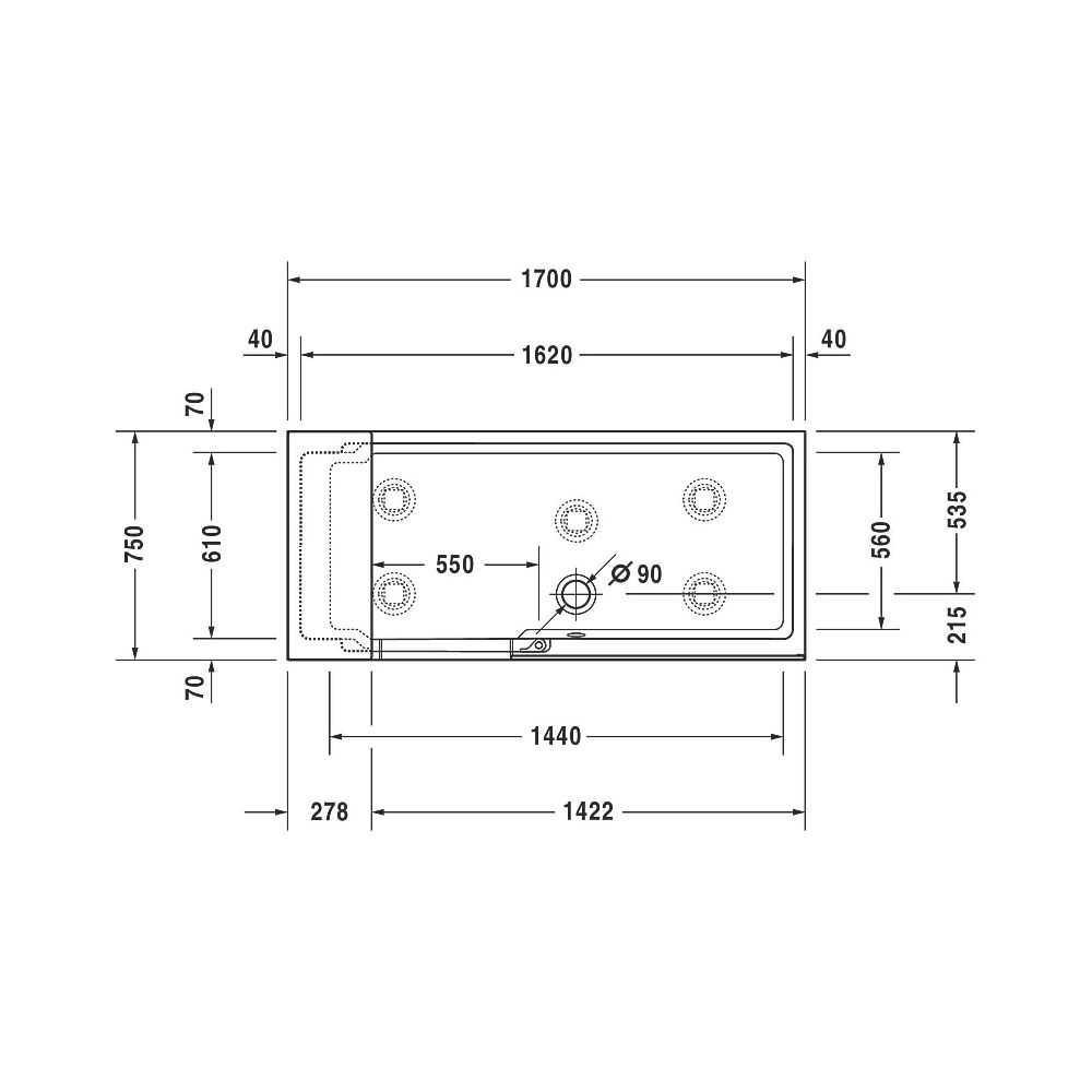 Duravit Shower and Bath Badewanne510x750x1700mm, 285l, Mattweiß, Rechteckig, N... DURAVIT-700455000000000 4053424917504 (Abb. 8)