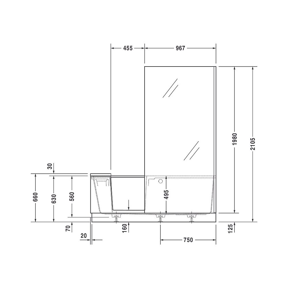 Duravit Shower and Bath Badewanne510x750x1700mm, 285l, Mattweiß, Rechteckig, N... DURAVIT-700455000000000 4053424917504 (Abb. 9)
