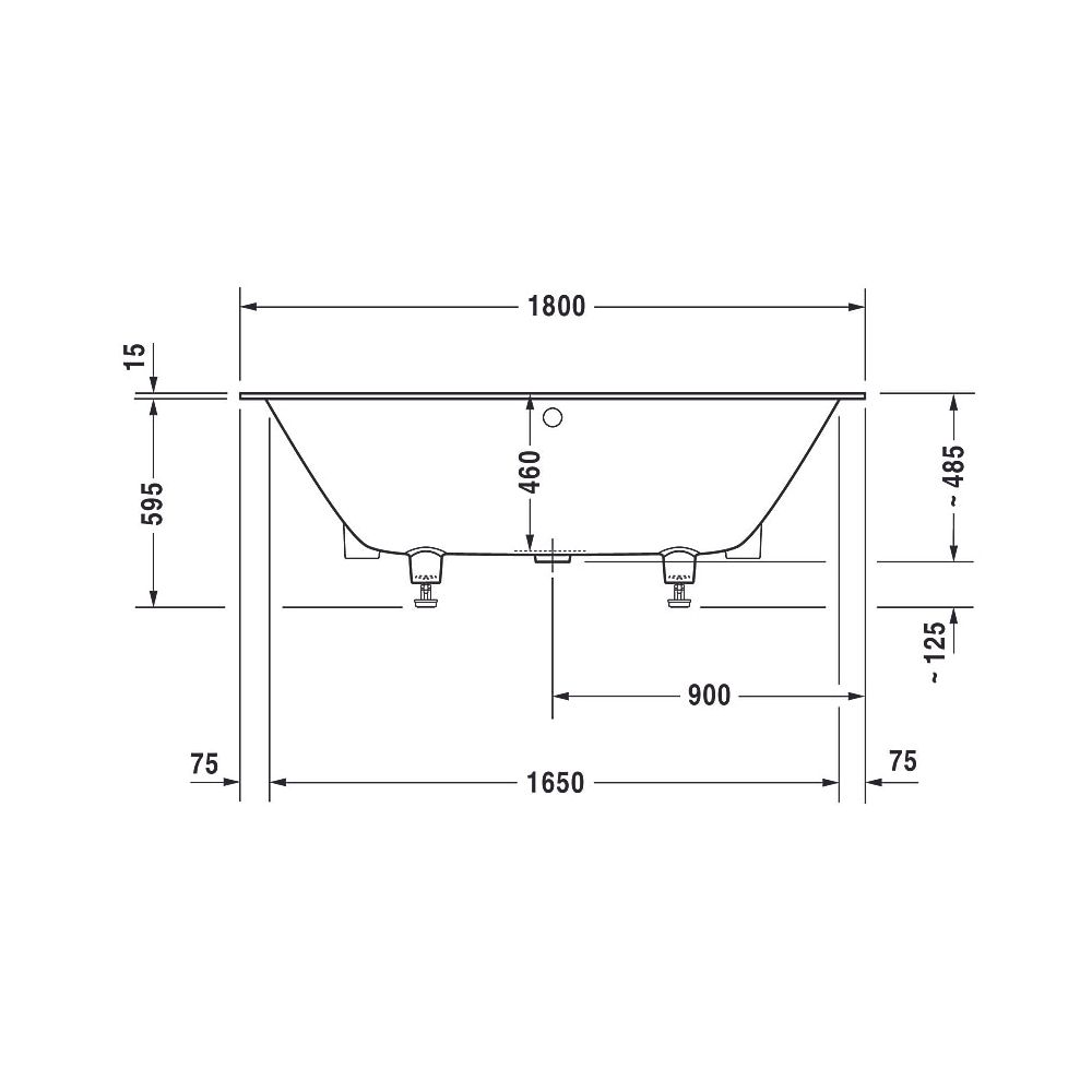 Duravit DuraSquare Badewanne 485x800x1800mm, 170l, Mattweiß, Rechteckig, Einba... DURAVIT-700426000000000 4053424179810 (Abb. 9)