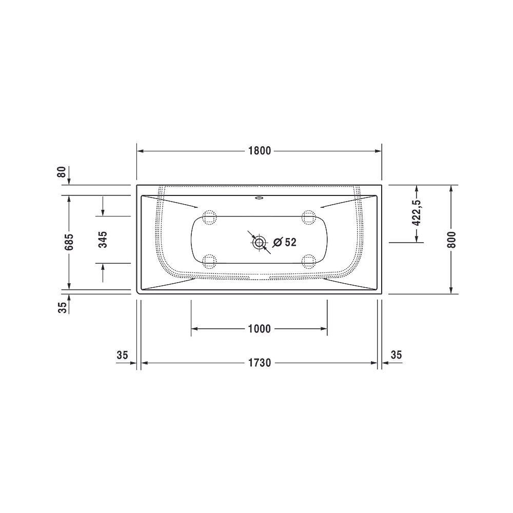Duravit DuraSquare Badewanne 485x800x1800mm, 195l, Mattweiß, Rechteckig, Vorwa... DURAVIT-700429000000000 4053424179926 (Abb. 8)