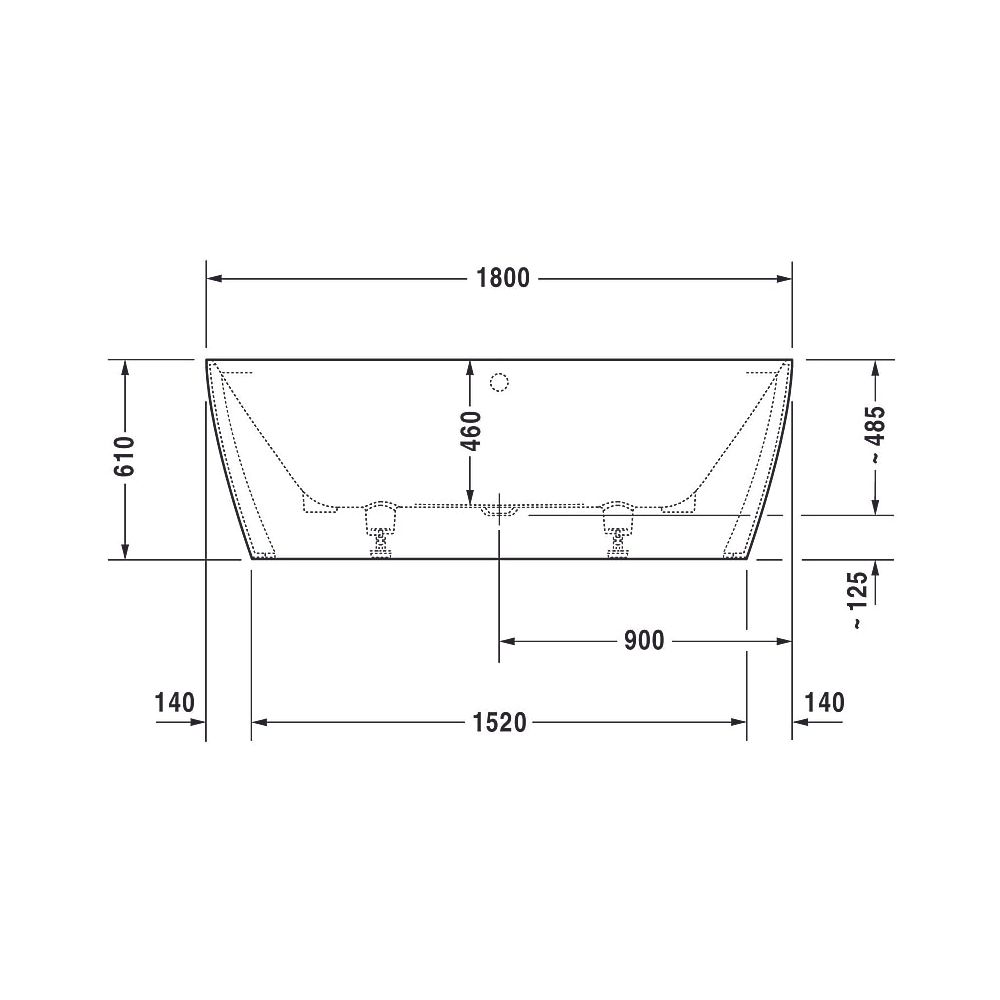 Duravit DuraSquare Badewanne 485x800x1800mm, 195l, Mattweiß, Rechteckig, Vorw... DURAVIT-700429000000000 4053424179926 (Abb. 10)