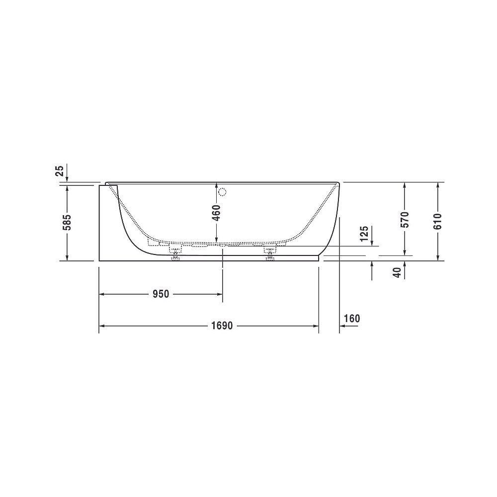 Duravit Luv Badewanne 610x950x1850mm, 252l, Mattweiß, Oval, Ecke L, 2 Rückens... DURAVIT-700431000000000 4053424179964 (Abb. 13)