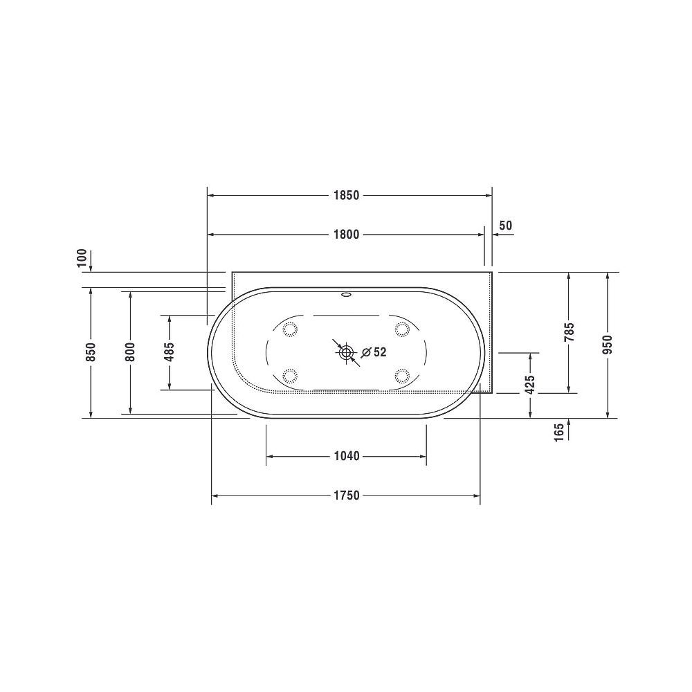 Duravit Luv Badewanne 610x950x1850mm, 252l, Mattweiß, Oval, Ecke R, 2 Rückensc... DURAVIT-700432000000000 4053424180151 (Abb. 7)