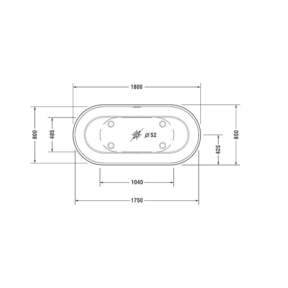 Duravit Luv Badewanne 615x850x1800mm, 252l, Mattweiß, Oval, Freistehend, 2 Rü... DURAVIT-700434000000000 4053424180199 (Abb. 31)