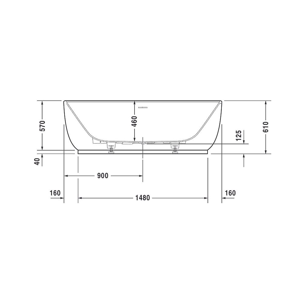 Duravit Luv Badewanne 615x850x1800mm, 252l, Mattweiß, Oval, Freistehend, 2 Rü... DURAVIT-700434000000000 4053424180199 (Abb. 33)
