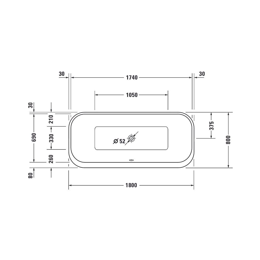 Duravit Happy D.2 Plus Badewanne 480x800x1800mm, 170l, Weiß, Rechteckig, Freis... DURAVIT-700453800000000 4053424727844 (Abb. 9)