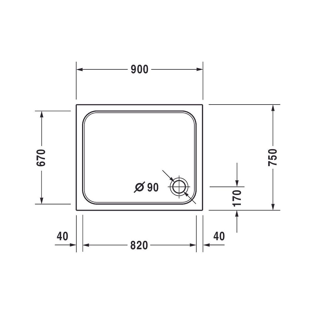 Duravit D-Code Duschwanne 750x900x85mm, Rechteckig, Weiß glänzend, aus Sanitä... DURAVIT-720104000000000 4021534824067 (Abb. 20)