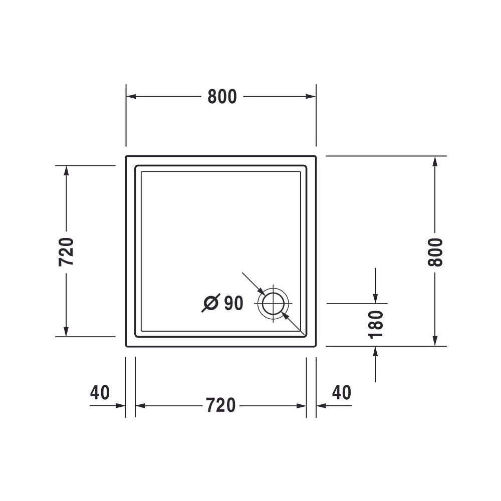 Duravit Starck Slimline Duschwanne 800x800x45mm, Quadratisch, Weiß, aus Sanitä... DURAVIT-720114000000000 4021534887413 (Abb. 9)