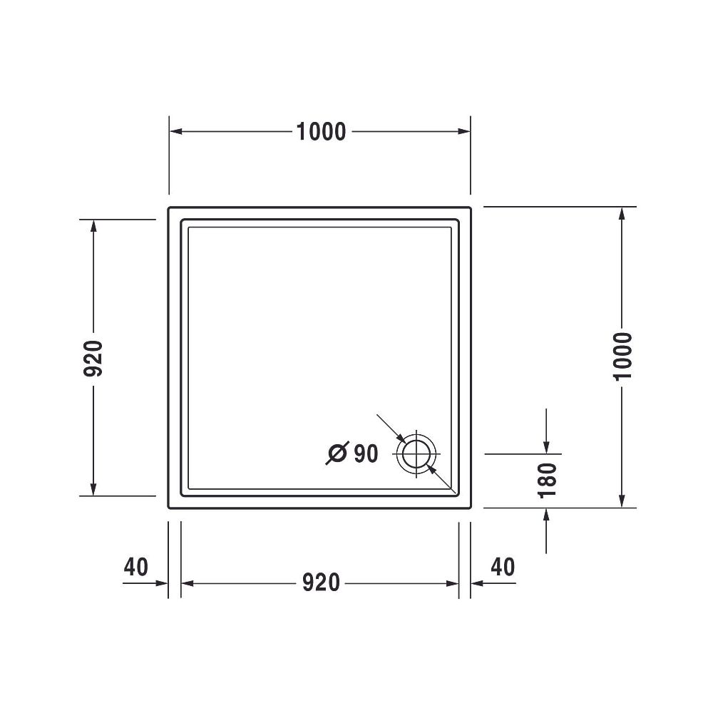 Duravit Starck Slimline Duschwanne 1000x1000x50mm, Quadratisch, Weiß glänzend... DURAVIT-720116000000000 4021534887420 (Abb. 10)