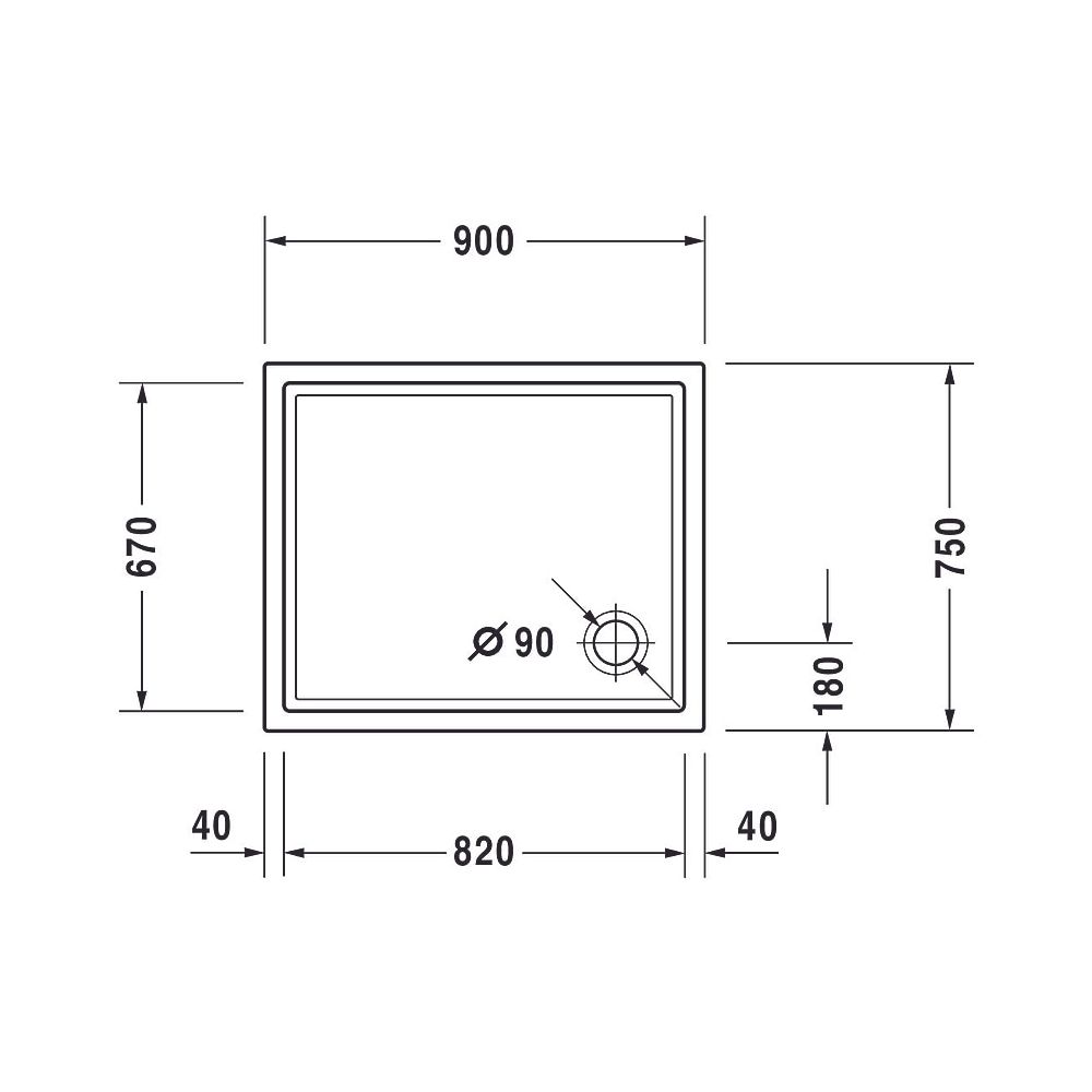 Duravit Starck Slimline Duschwanne 750x900x45mm, Rechteckig, Weiß glänzend, au... DURAVIT-720117000000000 4021534888601 (Abb. 6)