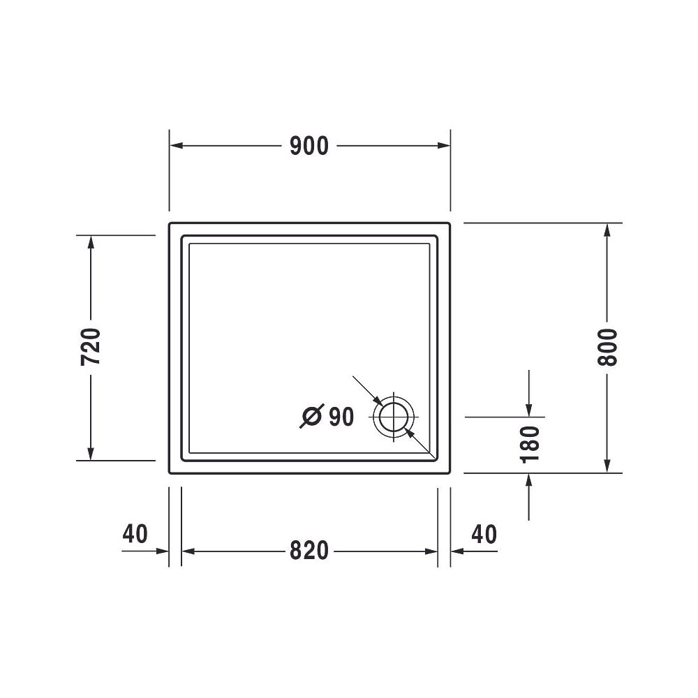 Duravit Starck Slimline Duschwanne 800x900x45mm, Rechteckig, Weiß glänzend, au... DURAVIT-720118000000000 4021534889035 (Abb. 8)