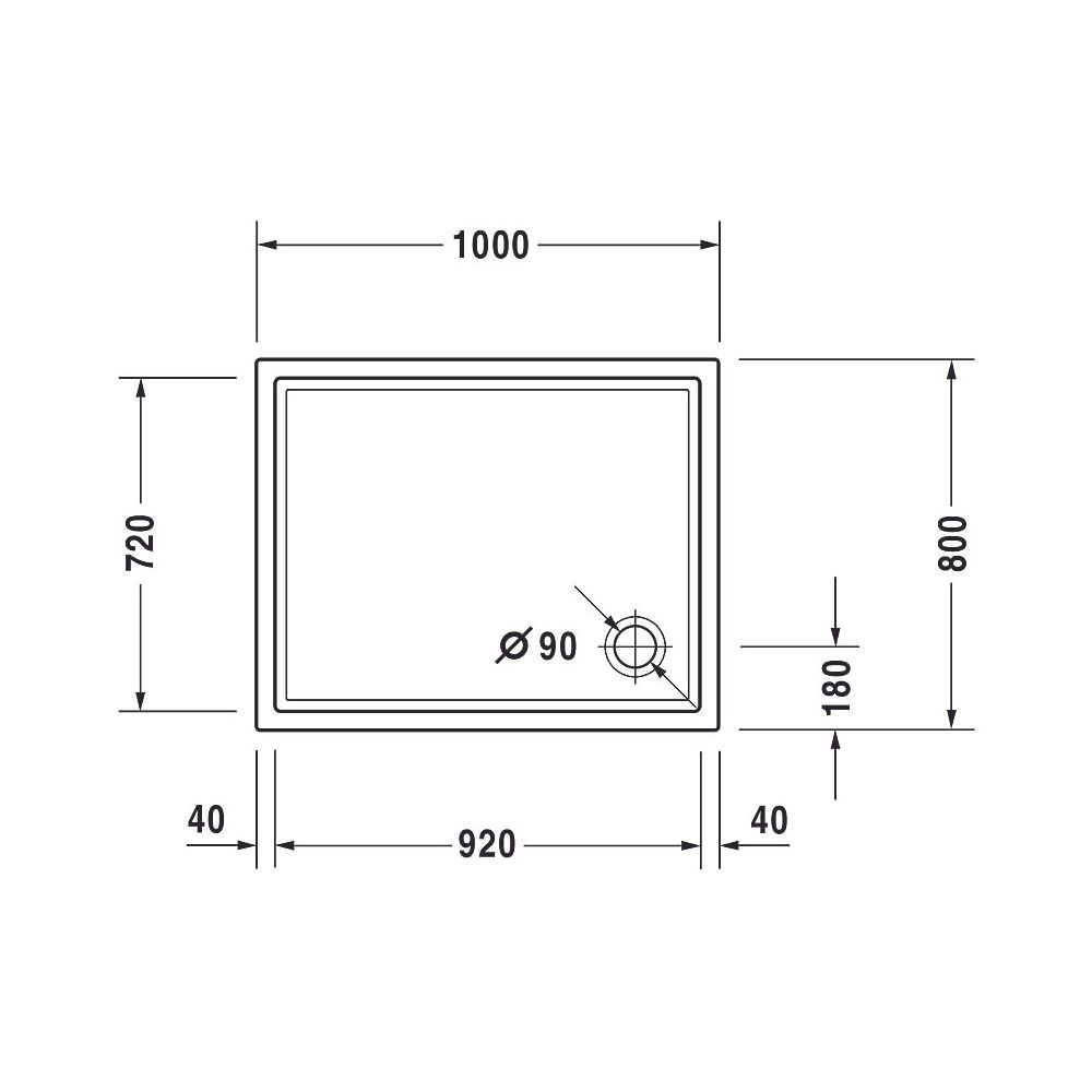 Duravit Starck Slimline Duschwanne 800x1000x50mm, Rechteckig, Weiß glänzend, a... DURAVIT-720119000000000 4021534889141 (Abb. 8)