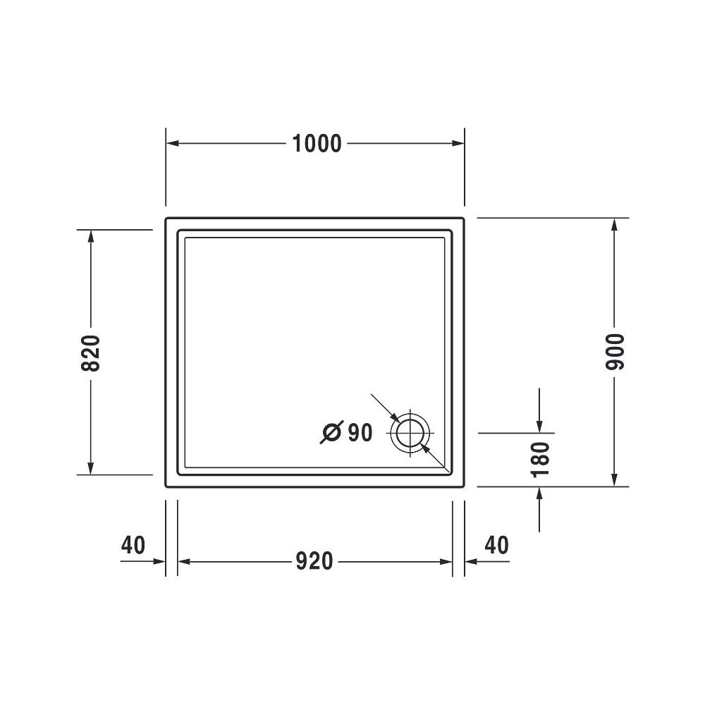Duravit Starck Slimline Duschwanne 900x1000x50mm, Rechteckig, Weiß glänzend, a... DURAVIT-720120000000000 4021534891441 (Abb. 8)