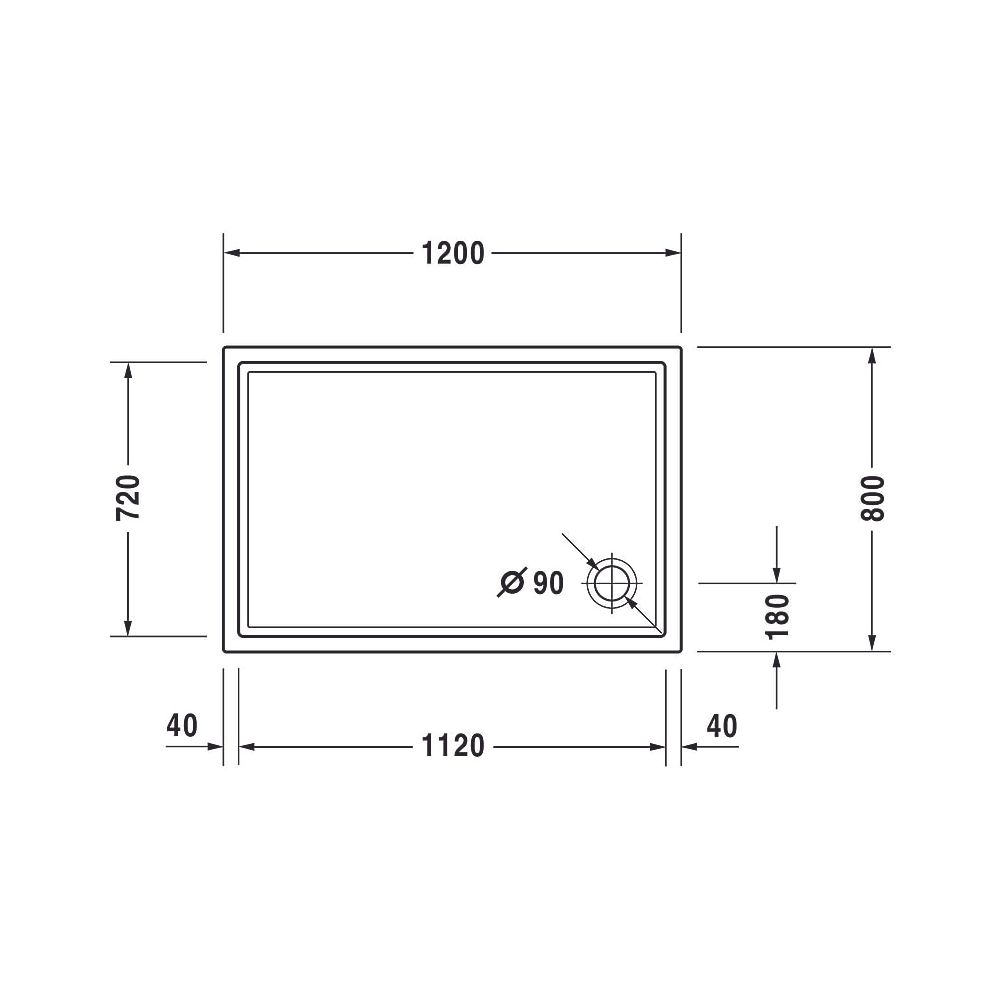 Duravit Starck Slimline Duschwanne 800x1200x55mm, Rechteckig, Weiß glänzend, a... DURAVIT-720121000000000 4021534891540 (Abb. 6)