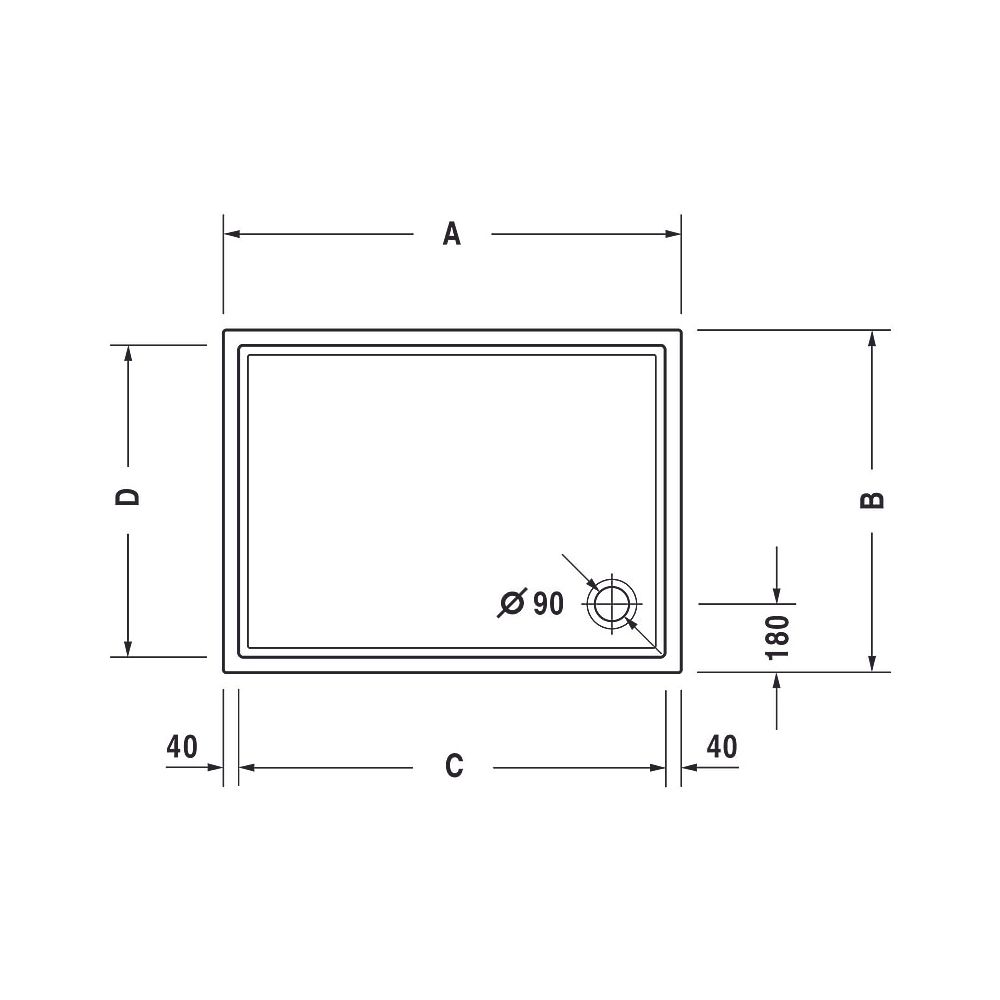 Duravit Starck Slimline Duschwanne 800x1200x55mm, Rechteckig, Weiß glänzend, a... DURAVIT-720121000000000 4021534891540 (Abb. 7)