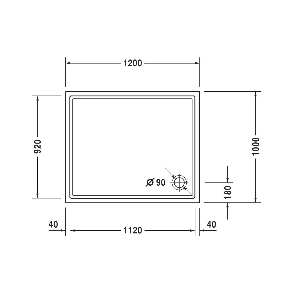 Duravit Starck Slimline Duschwanne 1000x1200x55mm, Rechteckig, Weiß glänzend, ... DURAVIT-720123000000001 4021534892417 (Abb. 8)