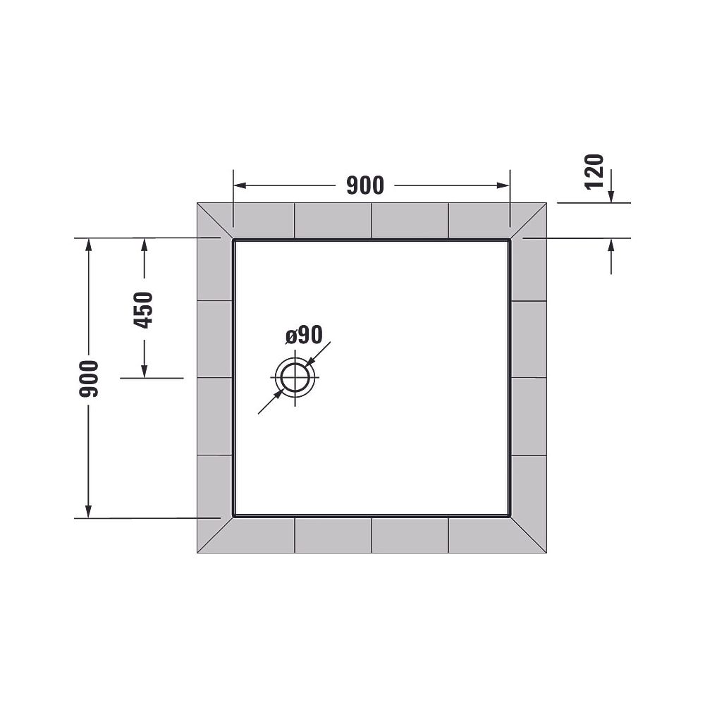 Duravit Tempano Duschwanne Halbeinbau Bodenbündig 900x900x40mm, Quadratisch, W... DURAVIT-720188000000000 4053424675206 (Abb. 5)