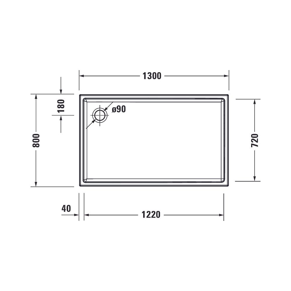 Duravit Starck Slimline Duschwanne 800x1300x60mm, Rechteckig, Weiß glänzend, a... DURAVIT-720235000000000 4053424689081 (Abb. 7)