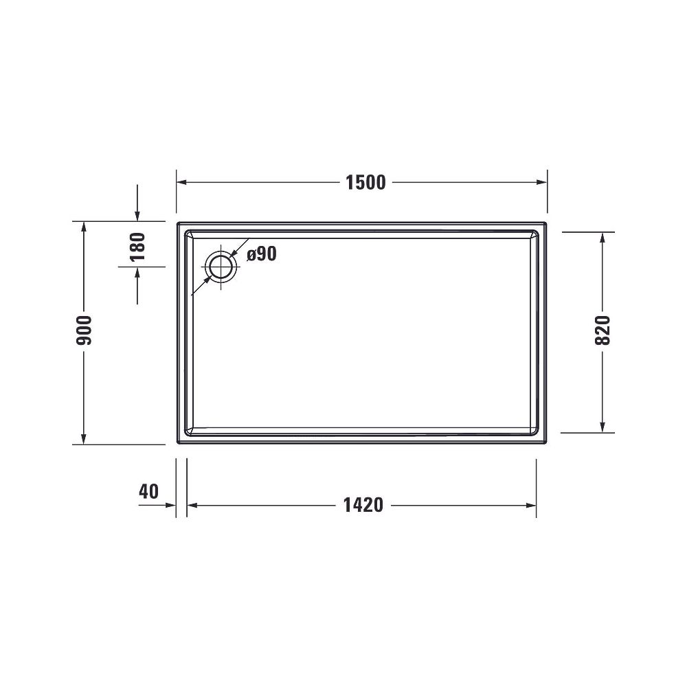 Duravit Starck Slimline Duschwanne 900x1500x60mm, Rechteckig, Weiß glänzend, a... DURAVIT-720243000000000 4053424689166 (Abb. 7)