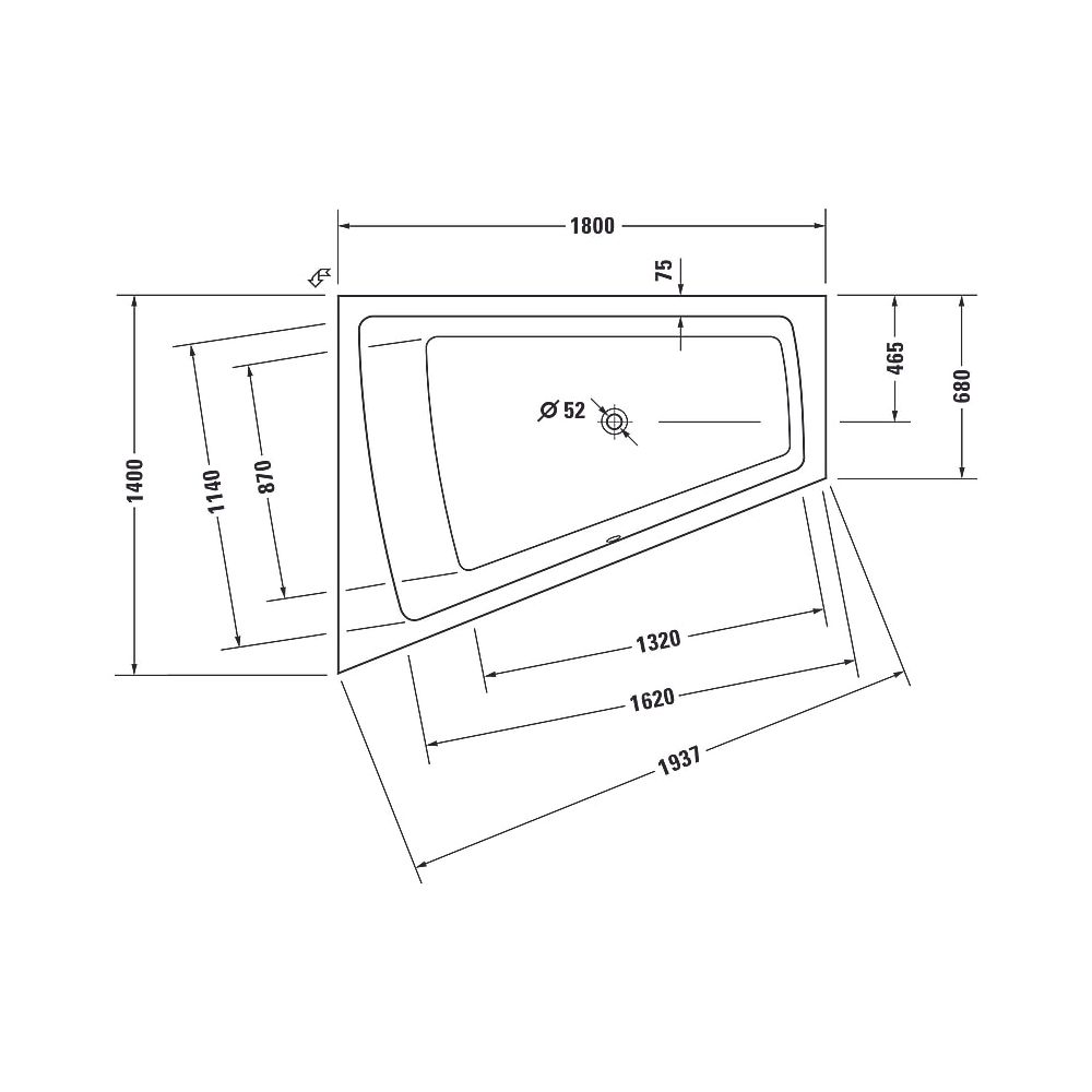 Duravit Paiova Whirlwanne Trapezförmig, Einbau, Ecke L, 1400x1800x485mm, Air-S... DURAVIT-760216000AS0000 4053424452999 (Abb. 4)