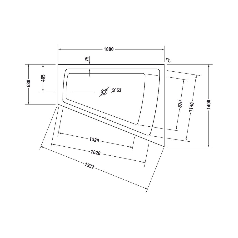 Duravit Paiova Whirlwanne Trapezförmig, Einbau, Ecke R, 1400x1800x485mm, Air-S... DURAVIT-760217000AS0000 4053424453002 (Abb. 4)