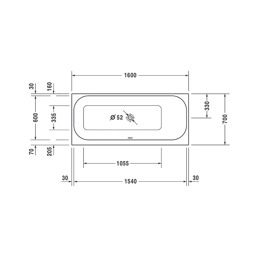 Duravit Happy D.2 Plus Whirlwanne rechteckig, Einbau, 700x1600x480mm Air-Syste... DURAVIT-760309000AS0000 4053424453354 (Abb. 5)